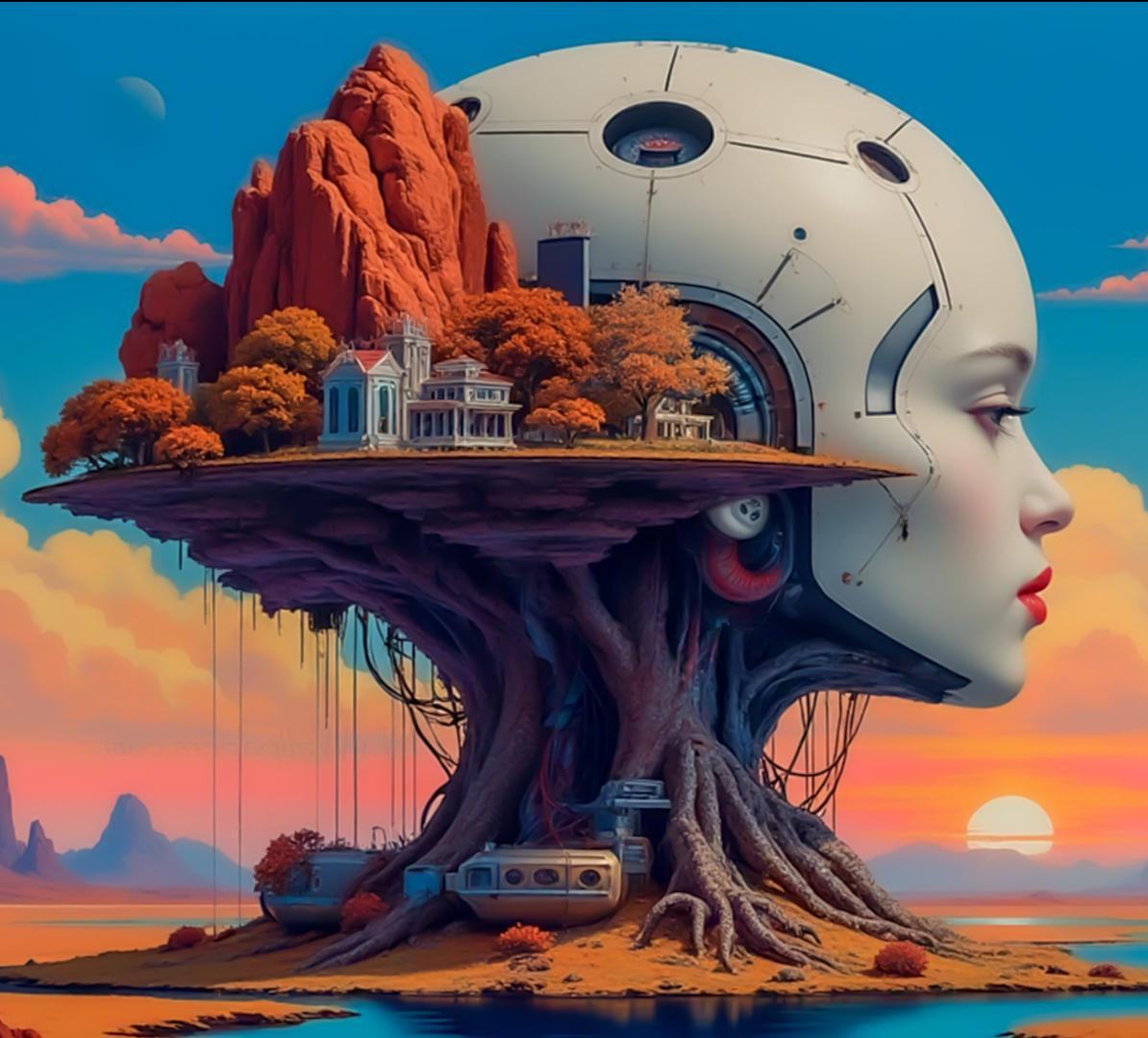 Surreal AI-generated landscape art